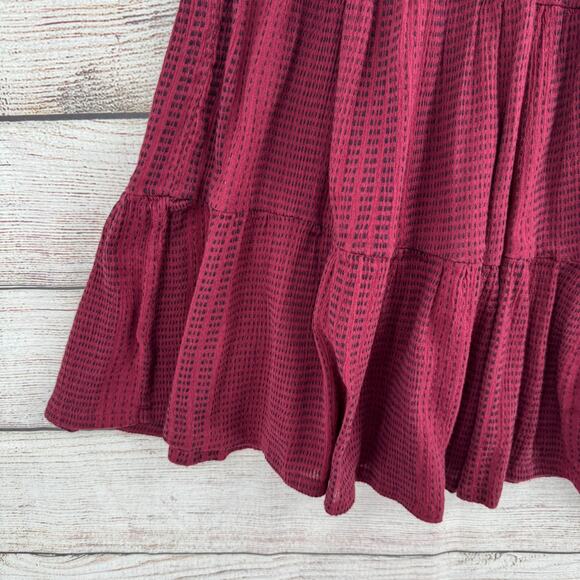 Patrons of Peace Geometric Print Babydoll Mini Dress Womens Small Red Wine - Picture 6 of 11